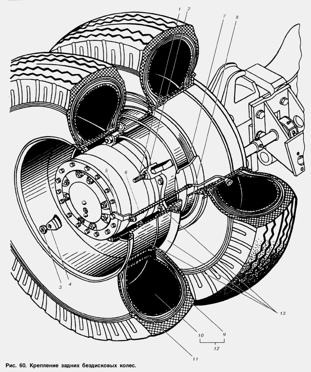 Крепление задних бездисковых колес МАЗ  53366