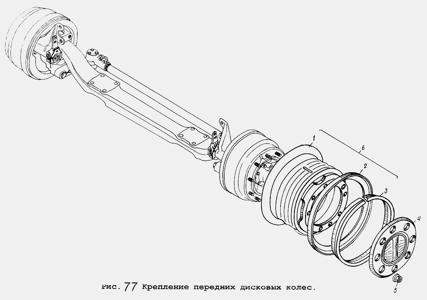 Крепление передних дисковых колес МАЗ  5337