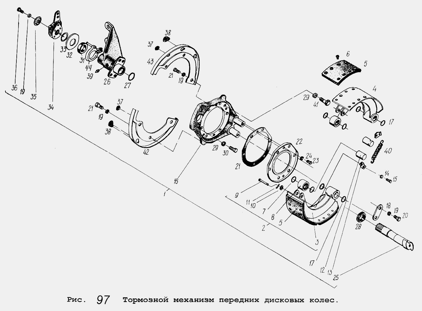 Тормозной механизм передних дисковых колес МАЗ  -  общий  каталог