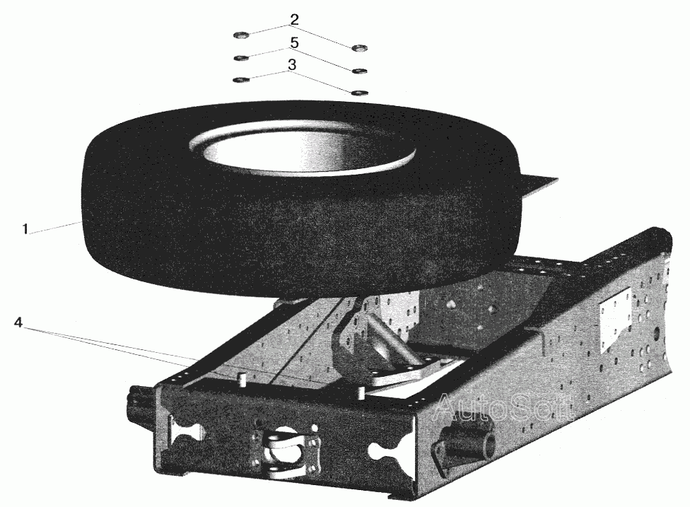 Установка запасного колеса МАЗ-642208, 642205 (64226-3100001) МАЗ  5432