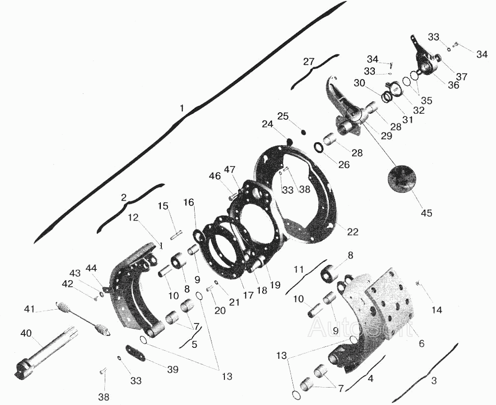 Тормозной механизм передних колес МАЗ  5432