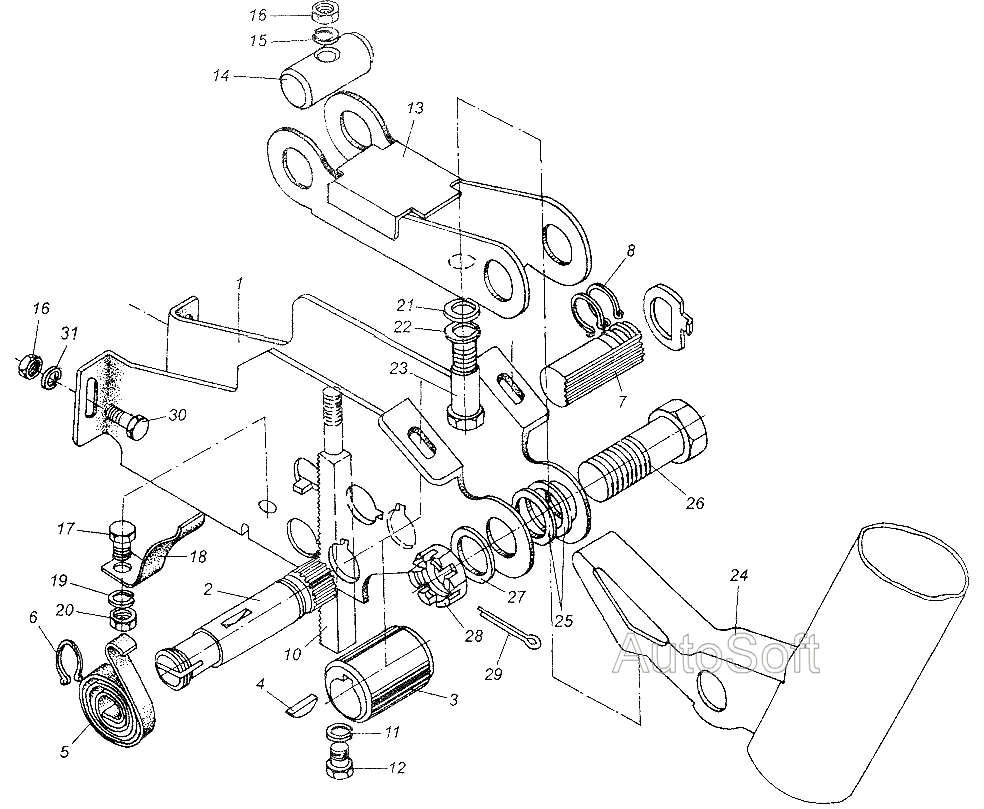 Механизм регулировочный рулевой колонки МАЗ  54326