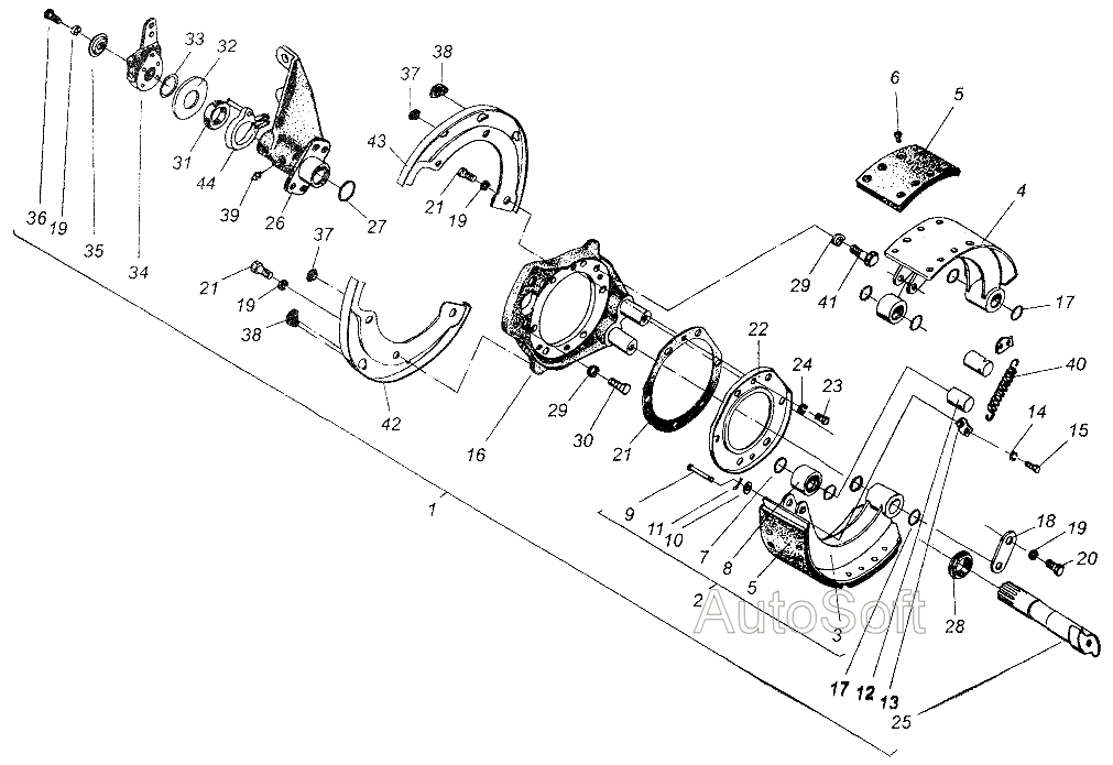 Тормозной механизм передних колес МАЗ  54326