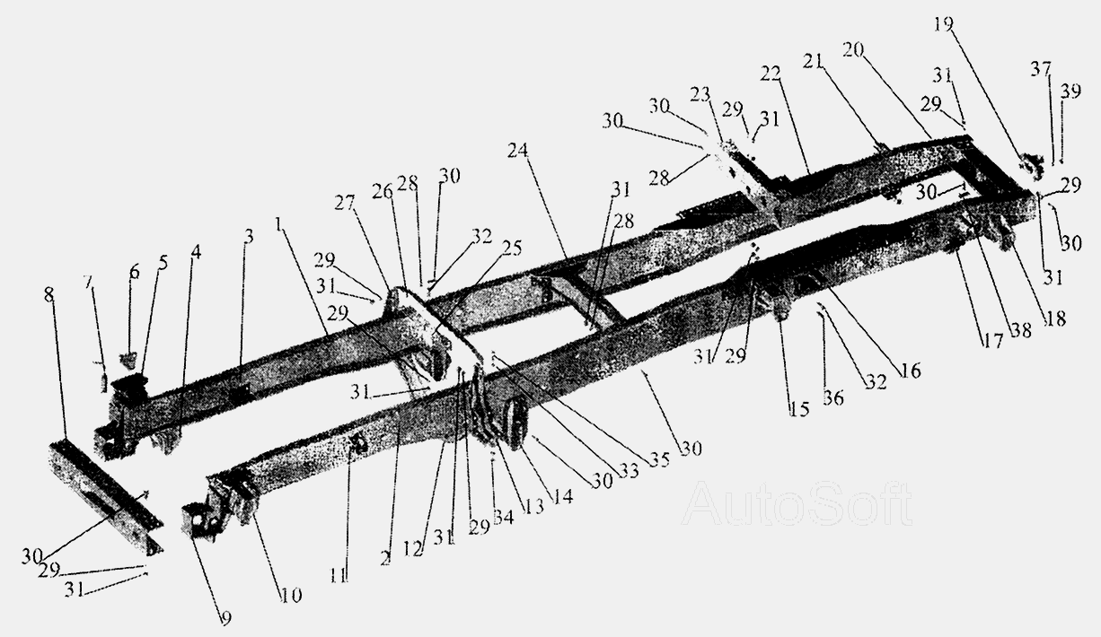 Рама 544008-рессорная подвеска МАЗ  5440