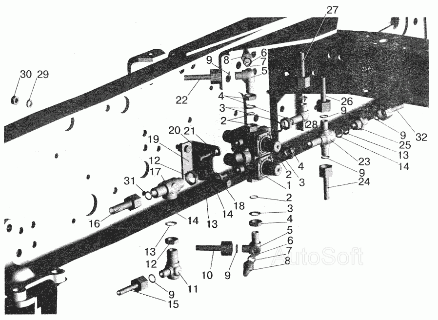 Крепление четырехконтурного клапана МАЗ-642208, 642205 МАЗ  5516