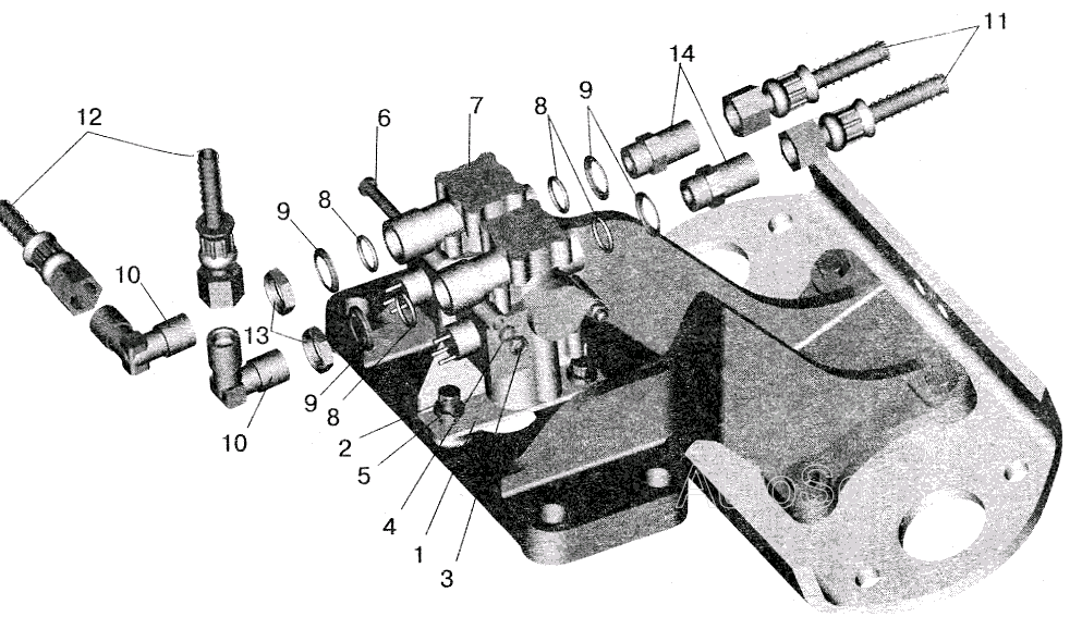 Установка задних модуляторов и присоединительной арматуры МАЗ-555102 МАЗ  5516