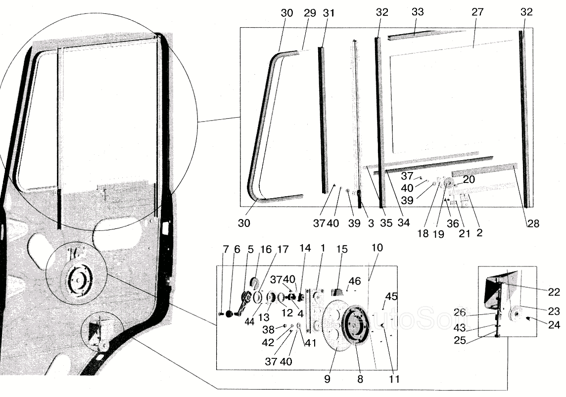 Установка стеклоподъемника и ручки стеклоподъемника МАЗ  5516