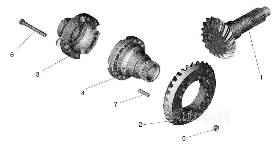 Редуктор заднего моста. Шестерни ведущая и ведомая (комплект для запчастей) МАЗ  5516