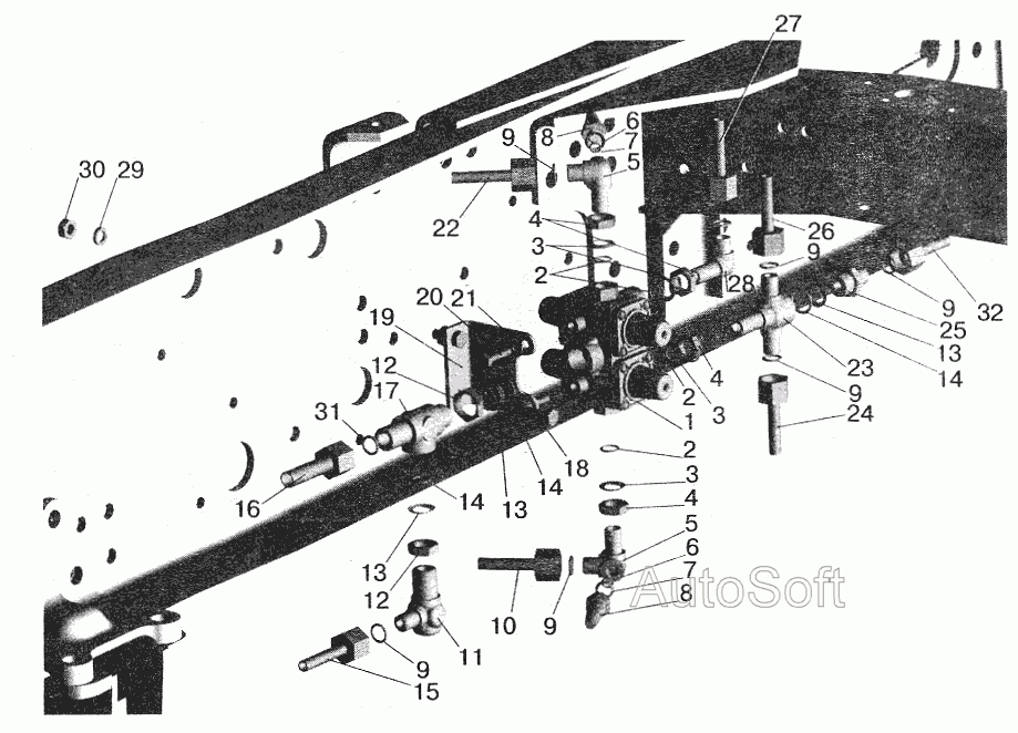 Крепление четырехконтурного клапана МАЗ-642208, 642205 МАЗ  5551