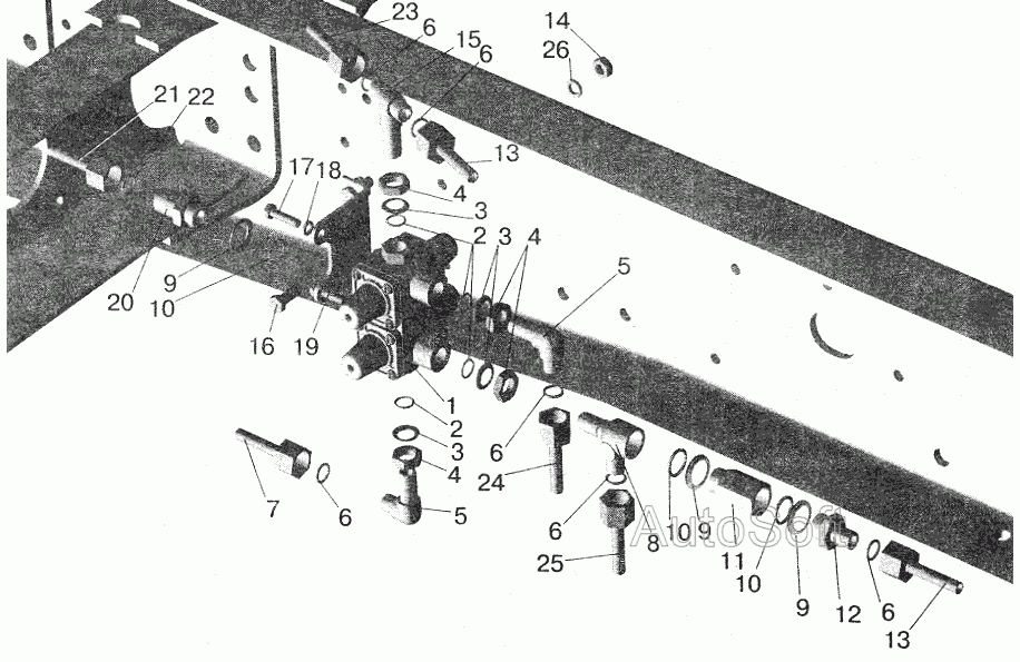Крепление четырехконтурного клапана МАЗ-555102 МАЗ  5551