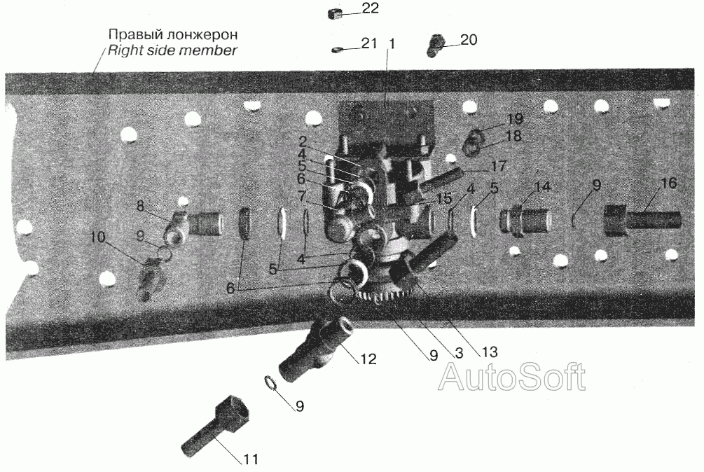 Установка ускорительного клапана и присоединительной арматуры МАЗ-642208, 642205 МАЗ  5551