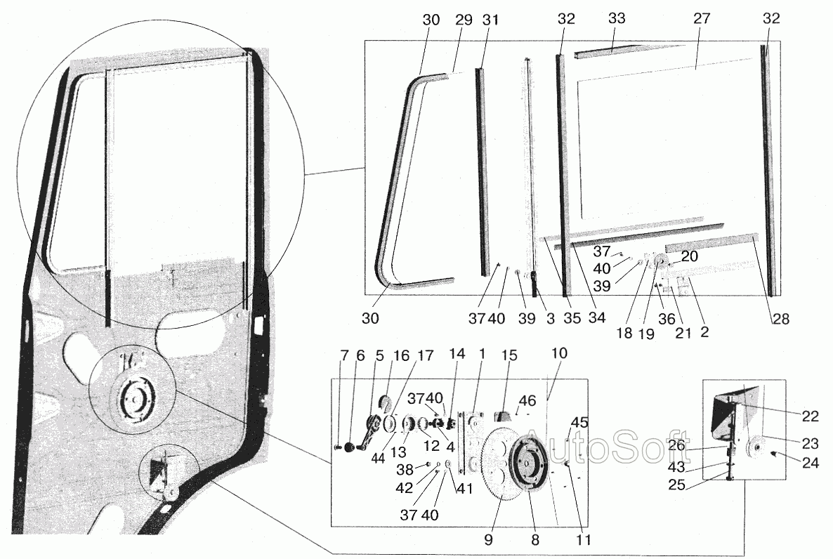 Установка стеклоподъемника и ручки стеклоподъемника МАЗ  5551