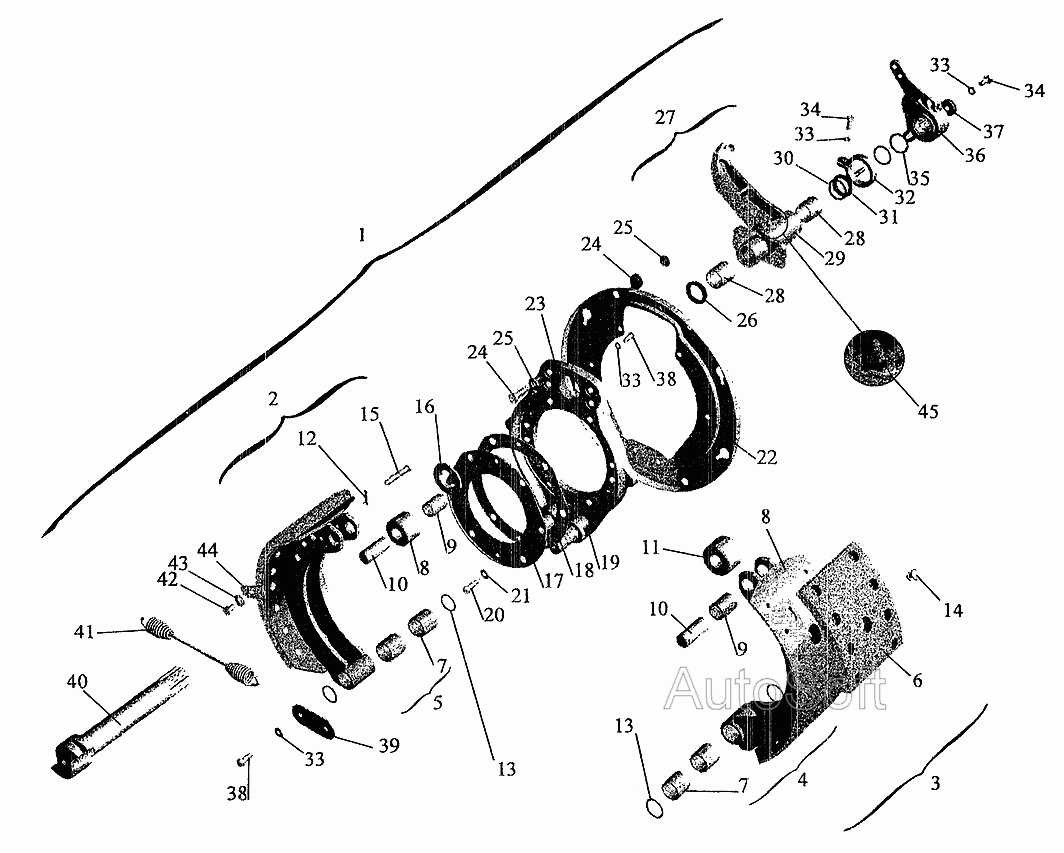 Тормозной механизм передних колес МАЗ  6303