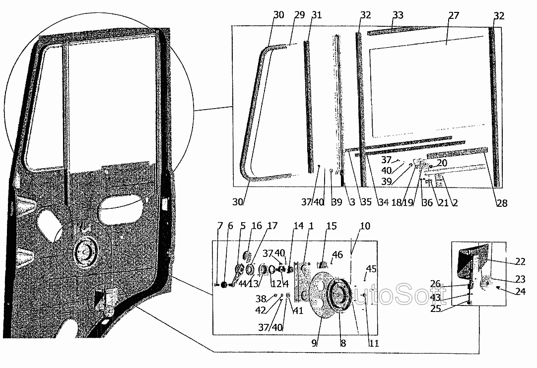 Установка стеклоподъемника и ручки стеклоподъемника МАЗ  6303