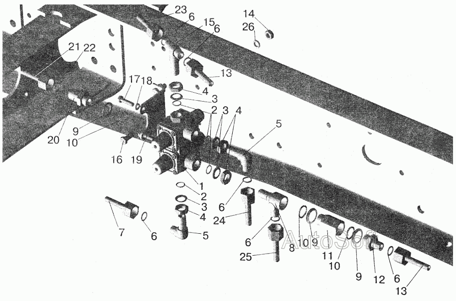 Крепление четырехконтурного клапана МАЗ-555102 МАЗ  6422