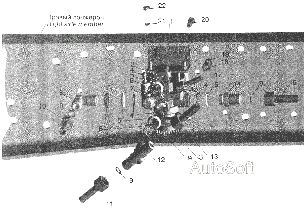 Установка ускорительного клапана и присоединительной арматуры МАЗ-642208, 642205 МАЗ  6422