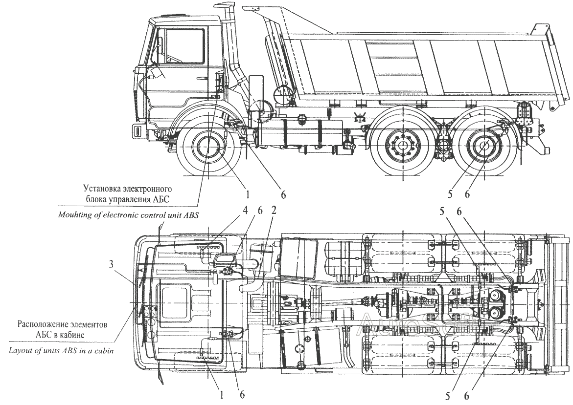 Установка элементов электрооборудования АБС на автомобилях МАЗ-551605, 551603 МАЗ  6422