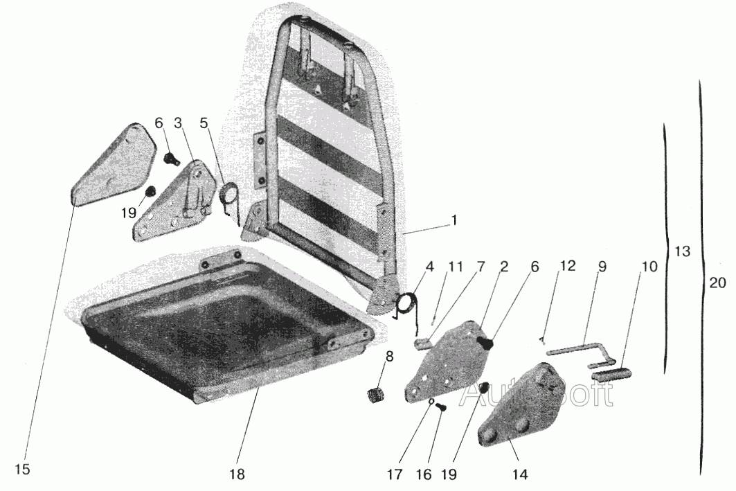 Подушка и спинка сидения МАЗ  6422