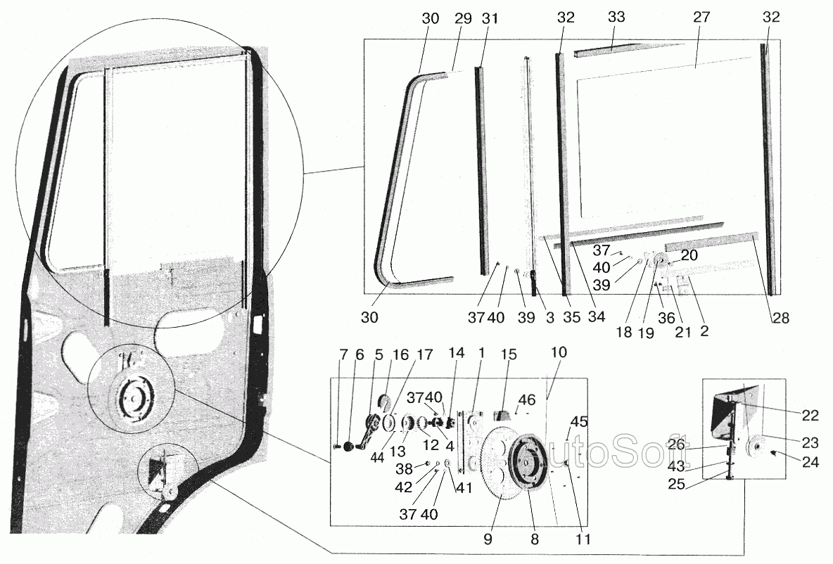 Установка стеклоподъемника и ручки стеклоподъемника МАЗ  6422