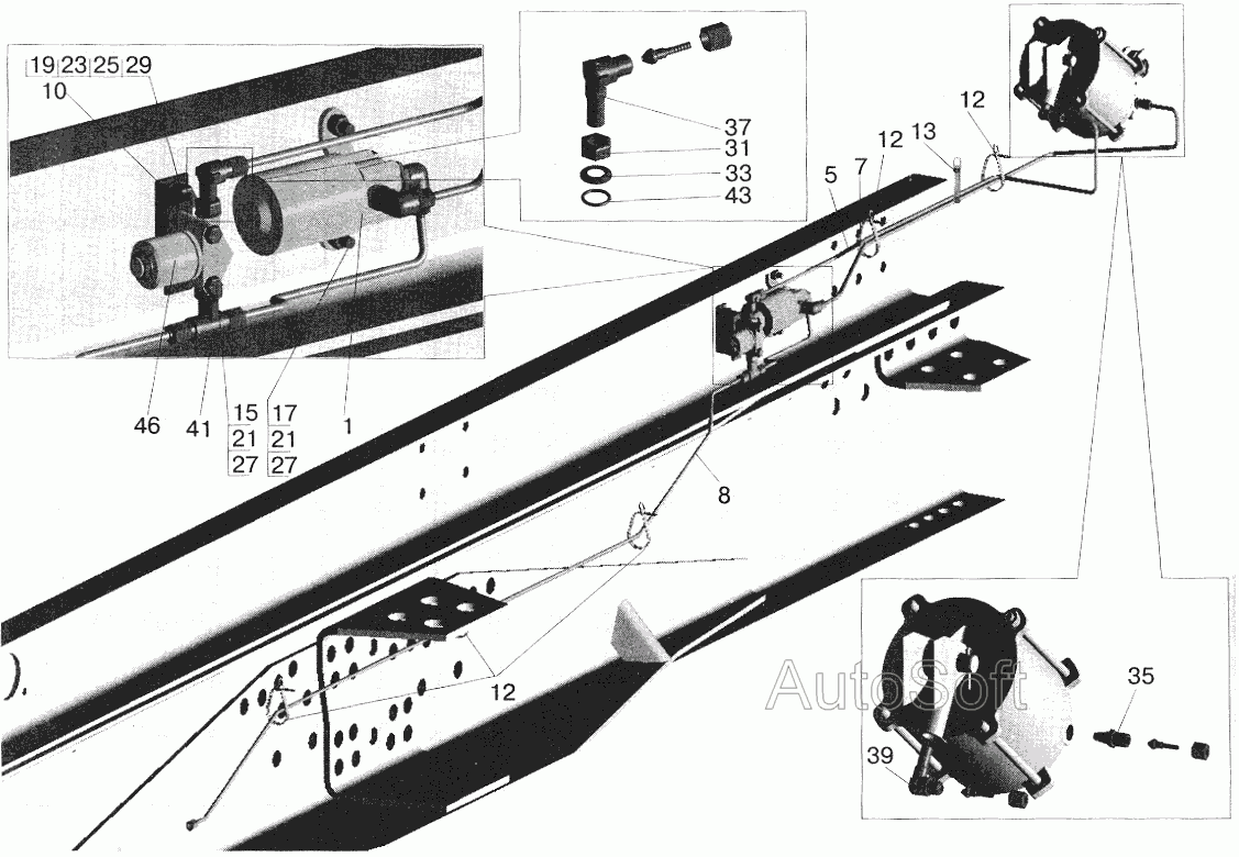 Установка механизмов запора борта МАЗ-5516 МАЗ  6422