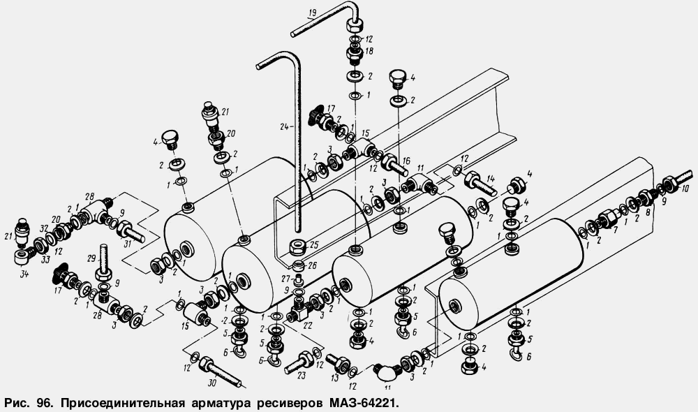 Присоединительная арматура ресиверов МАЗ-64221 МАЗ  64221