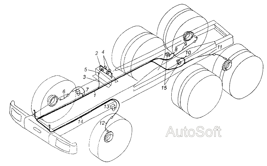 Электрооборудование АБС тормозов и пневмоподвески по шасси МАЗ-64226 МАЗ  64226