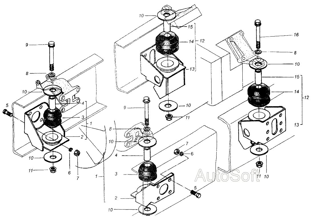 Крепление двигателя МАЗ  64226