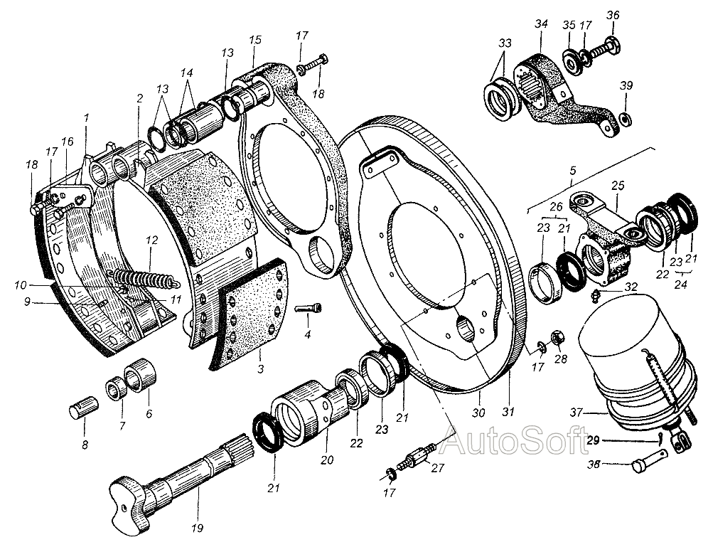 Тормозной механизм заднего колеса МАЗ  64226