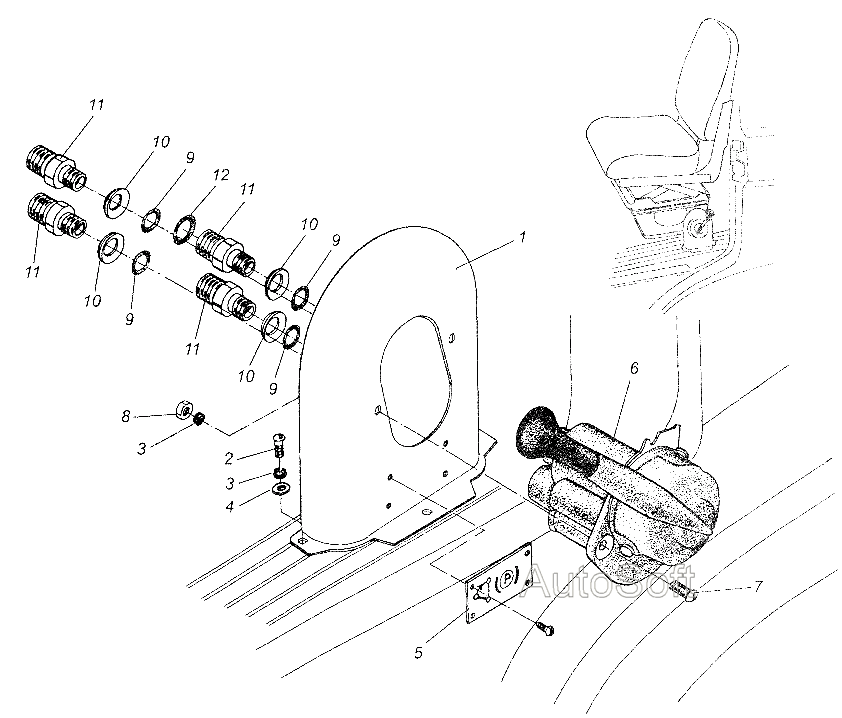 Установка крана тормозного с ручным управлением МАЗ  64226