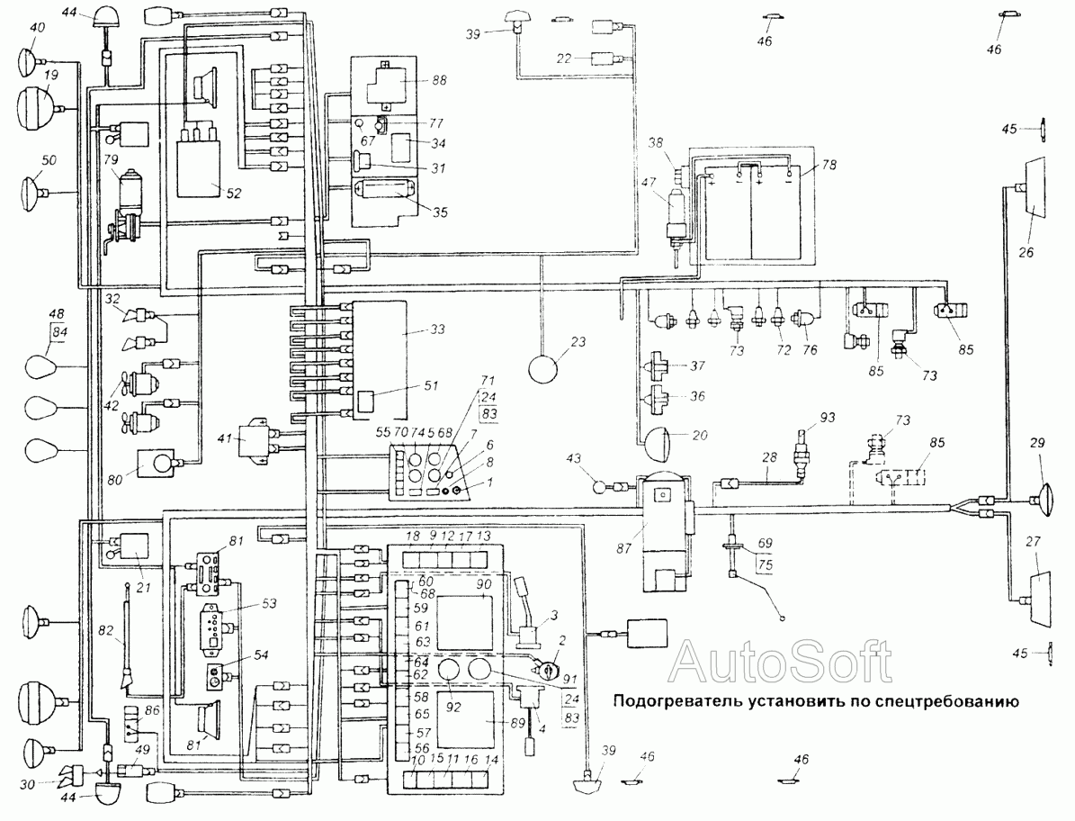 Схема электрооборудования МАЗ  64226