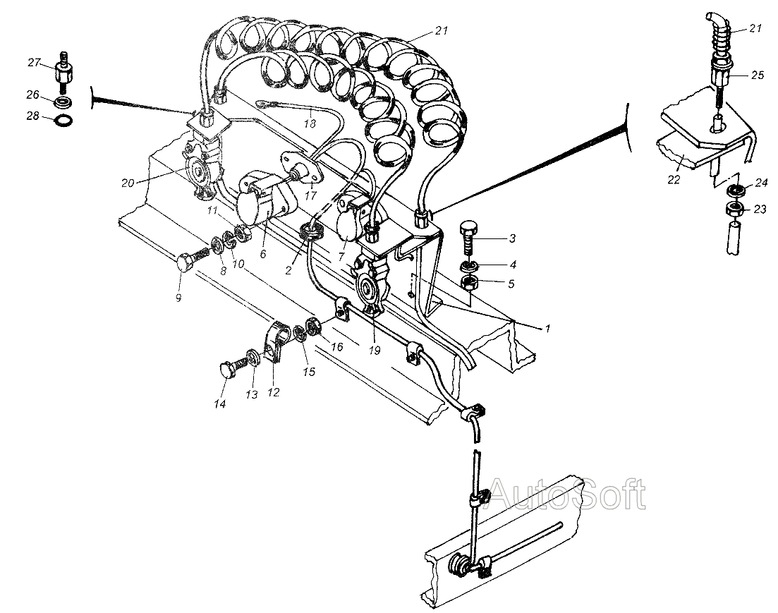 Установка электропневмовыводов полуприцепа МАЗ  64226