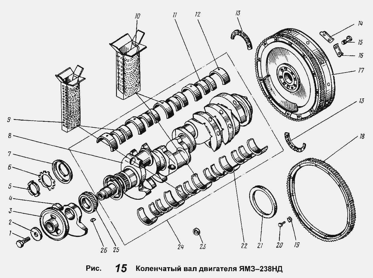 Коленчатый вал двигателя ЯМЗ-238НД ЯМЗ  -  общий  каталог