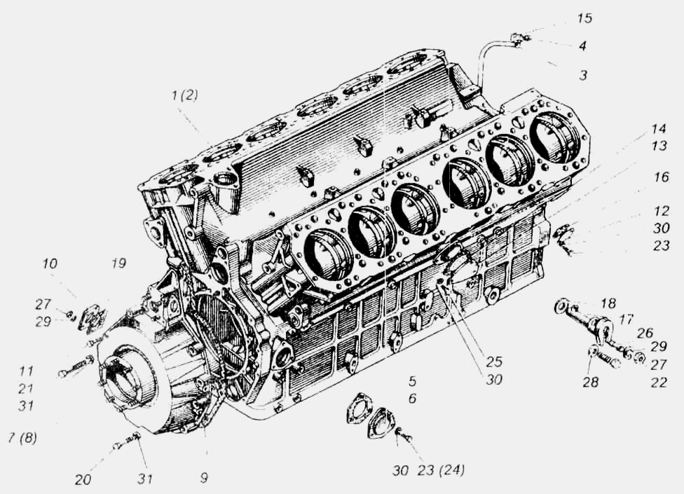 Блок цилиндров ЯМЗ  240,  240Б,  240Н,  240П